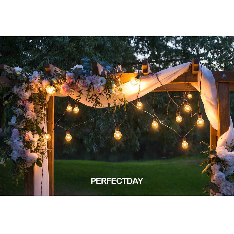 PERFECTDAY Solar String Lights, Shatterproof LED Solar String Light Outdoor G40 Umbrella Lights with 25 Bulbs - 27 Ft Patio Waterproof Lights - Image 4